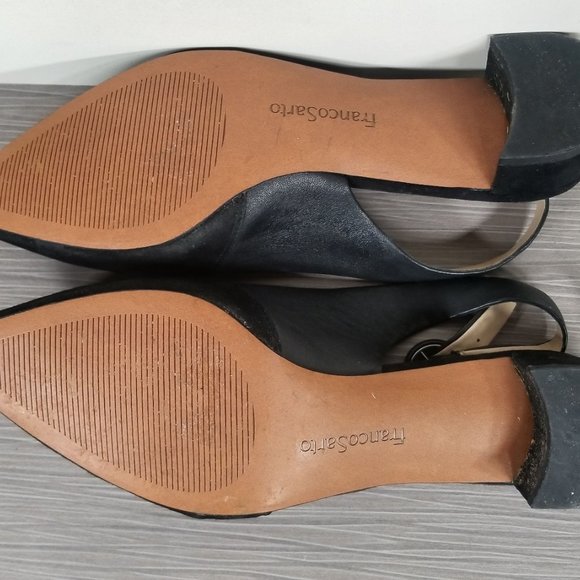 Franco Sarto Vellez Slingback kitten heel Pumps, Black Suede, Womens Size 7.5 - Picture 10 of 11